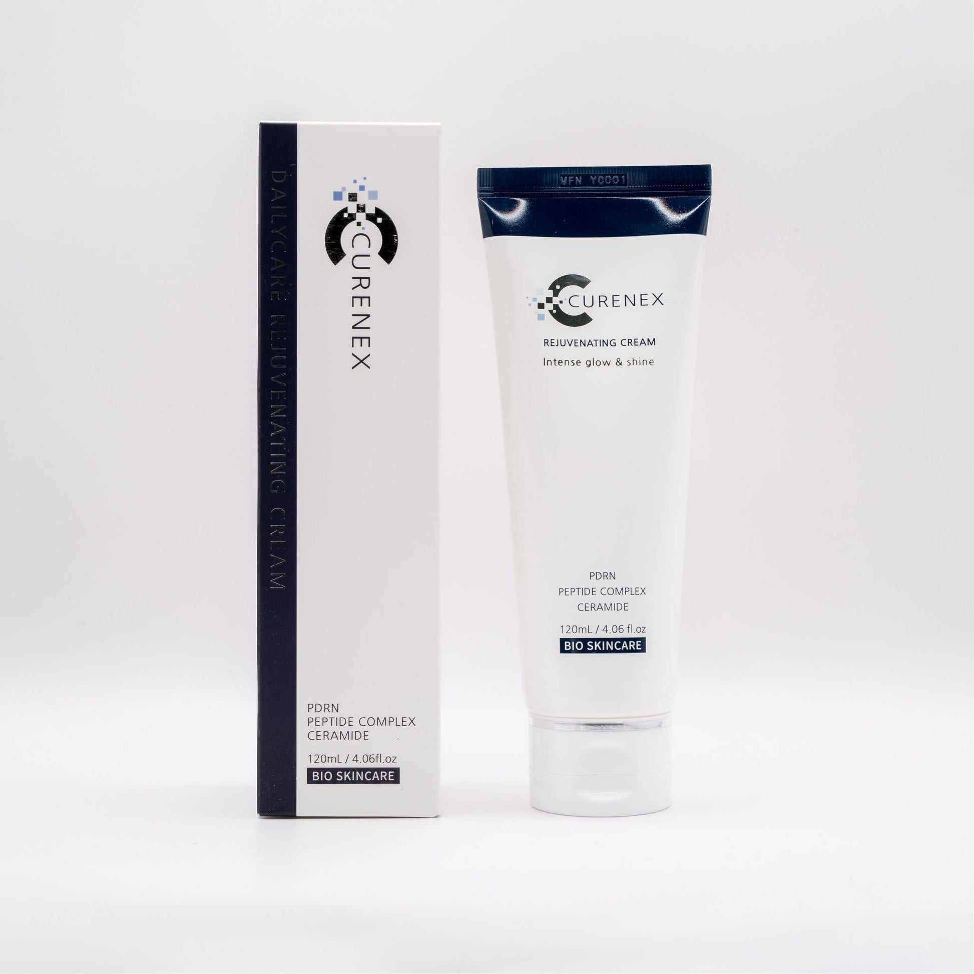 Curenex Salmon DNA rejuvenating cream with porin peptide complex and ceramide in white tube and box packaging