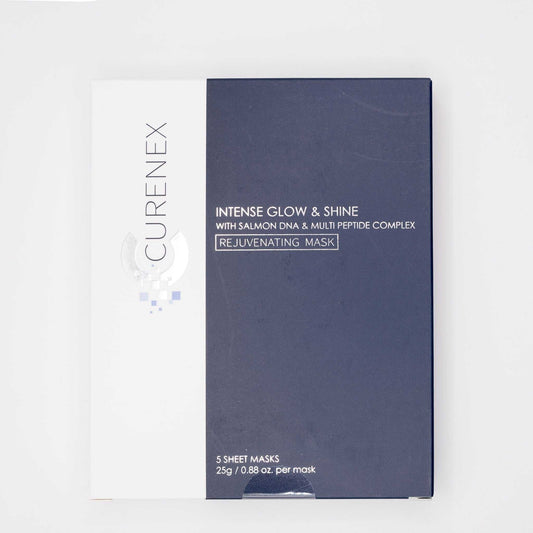 Curenex Salmon DNA Masks box with intense glow and shine rejuvenating mask, 5 sheet masks for anti-aging and hydration