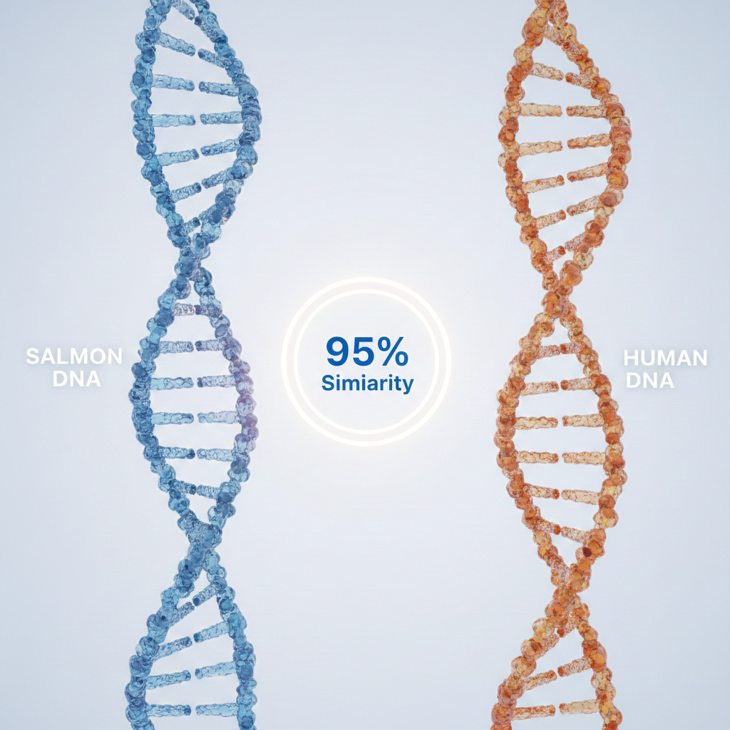 Biological Harmony: Salmon DNA vs Human DNA